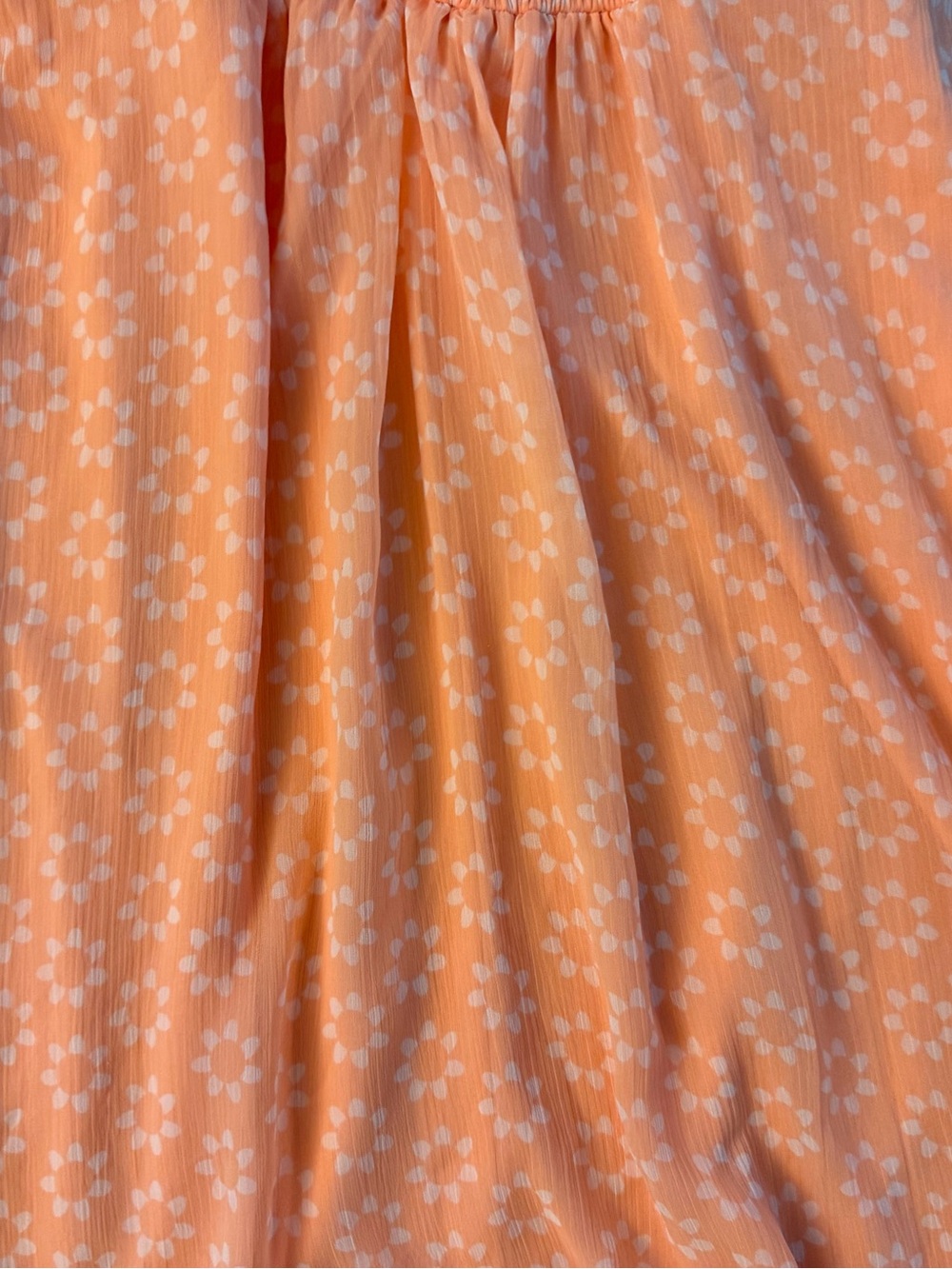 SO Girls Size L (10-12) Peach Floral Puff-Sleeve Lined Dress - Picture 9 of 9